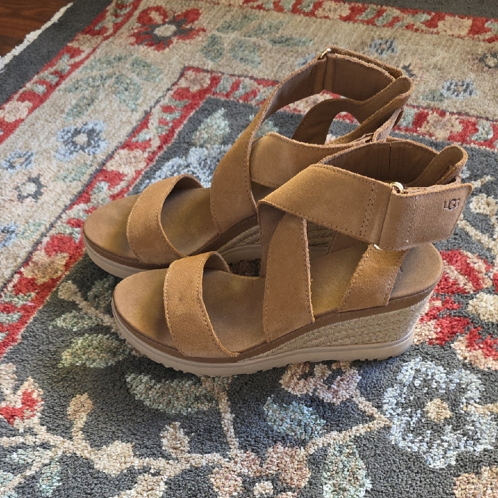 UGG Women's Brown Wedge Sandals